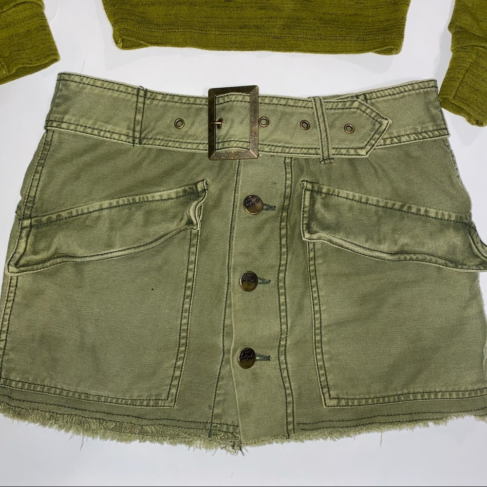 Free People 0-2 army green skirt